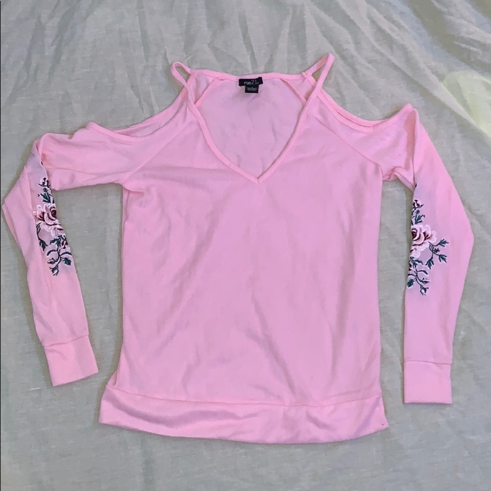 rue21 long sleeve light pink shirt